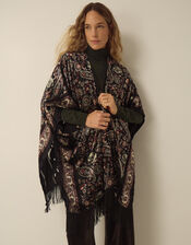 Regan Paisley Devor&eacute; Fringe Poncho, , large