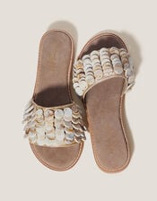 Sacha Embellished Suede Slide Sandals, Ivory (IVORY), large