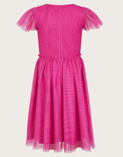 Emma Sequin Ruffle Dress, Pink (BRIGHT PINK), large