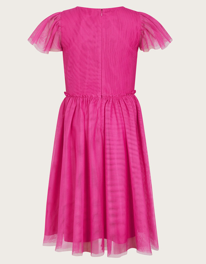 Emma Sequin Ruffle Dress, Pink (BRIGHT PINK), large