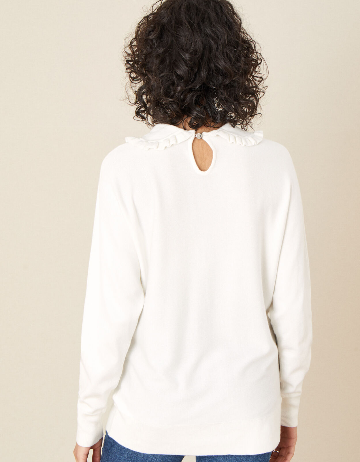 Ruffle Collar Jumper Ivory