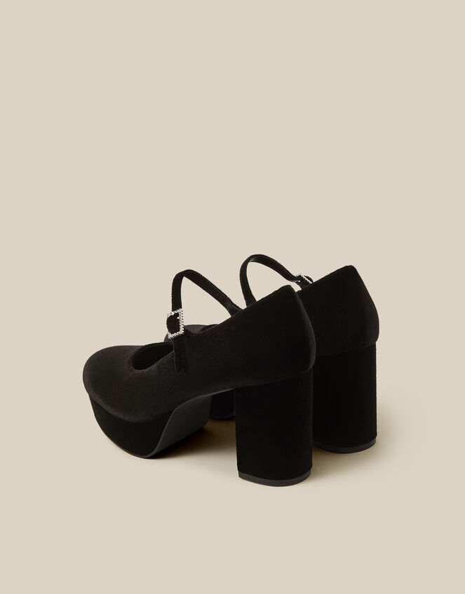 Polly Velvet Mary Jane Platform Heels, Black (BLACK), large