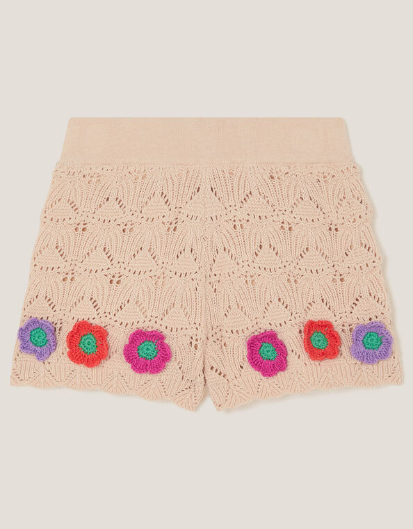 Crochet Flower Knit Shorts, Ivory (IVORY), large