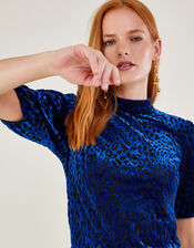 Lucy Animal Devore Top, Blue (COBALT), large