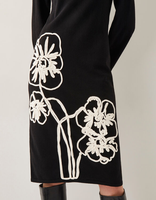 Cee Cornelli Embroidered Knit Dress, Black (BLACK), large