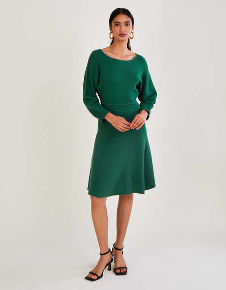 Short Pleat Cuff Dress with LENZING™ ECOVERO™ Green, Green (GREEN), large