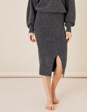 LOUNGE Knit Midi Skirt, Grey (CHARCOAL), large