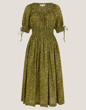 Delma Paisley Print Midi Dress, Green (GREEN), large