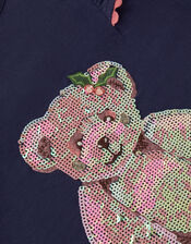 Christmas Sequin Bear Top, Blue (NAVY), large