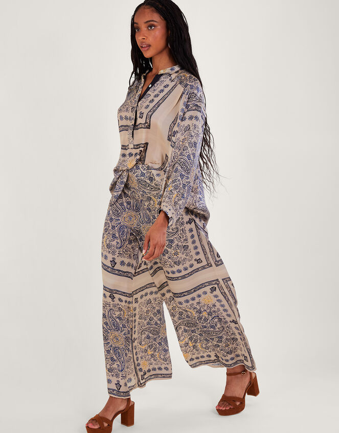 One Hundred Stars Print Palazzo Trousers Blue