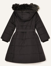 Longline Padded and Hooded Coat, Black (BLACK), large