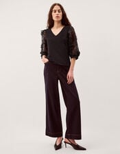 Fi Floral Appliqu&eacute; Jersey Top, Black (BLACK), large