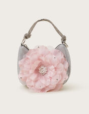 Oversized Flower Scoop Bag, Silver (SILVER), large