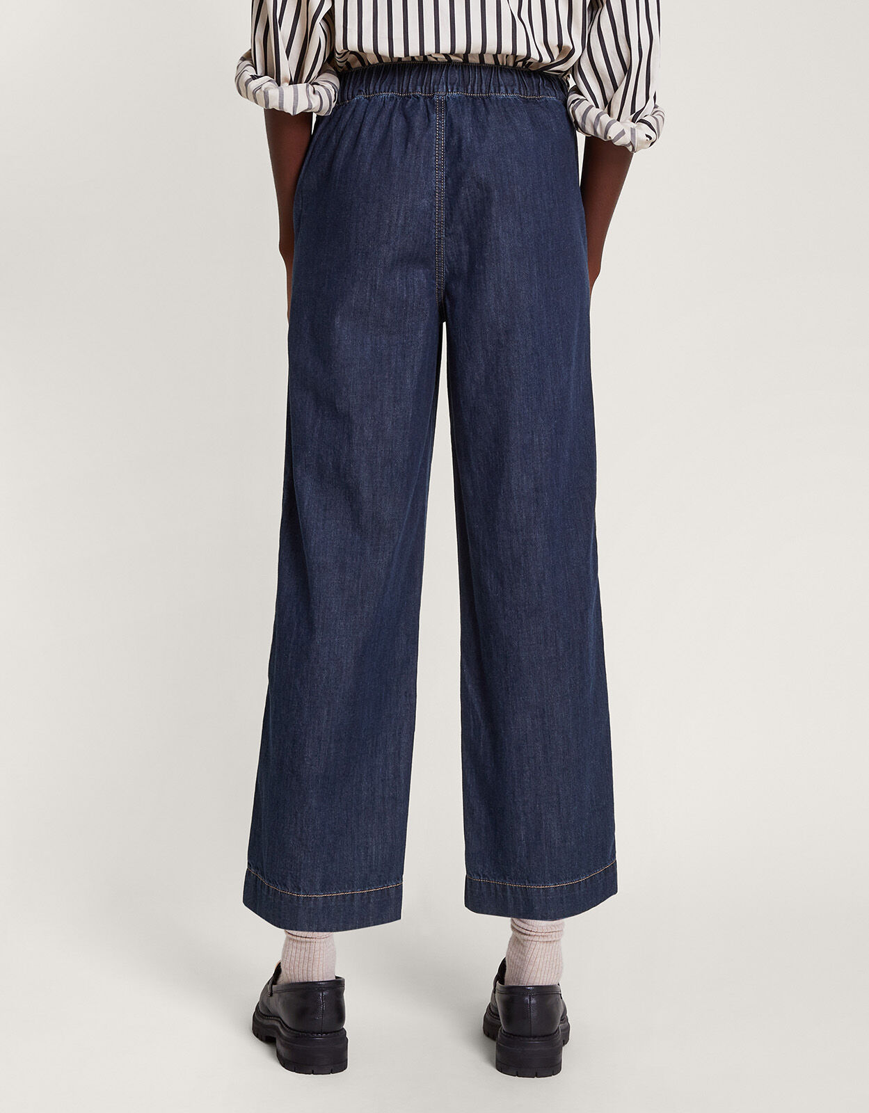 Harper Crop Wide Leg Pull On Jeans Regular Length Blue