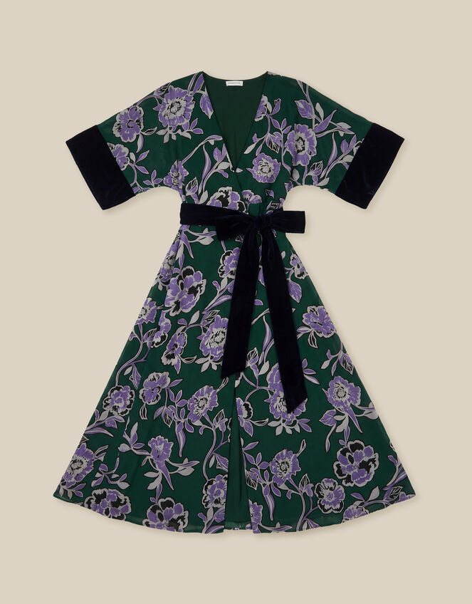 Willow Floral Print Midi Dress, Green (GREEN), large