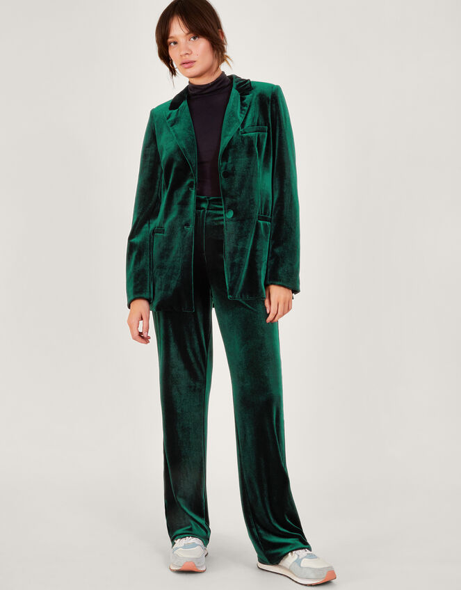 Verity Velvet Single Breasted Jacket, Green (GREEN), large