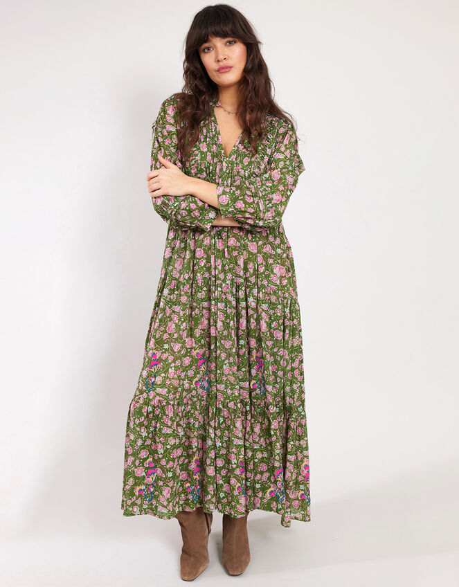 East Floral Print Maxi Dress, Green (GREEN), large