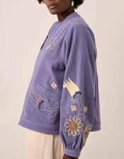 East Anyar Botanical Embroidered Cotton Twill Jacket, Blue (BLUE), large