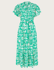 Dario Print Dress, Green (GREEN), large