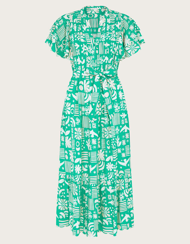 Dario Print Dress, Green (GREEN), large