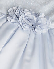 Orelia Strappy Sequin Satin Dress, Blue (BLUE), large