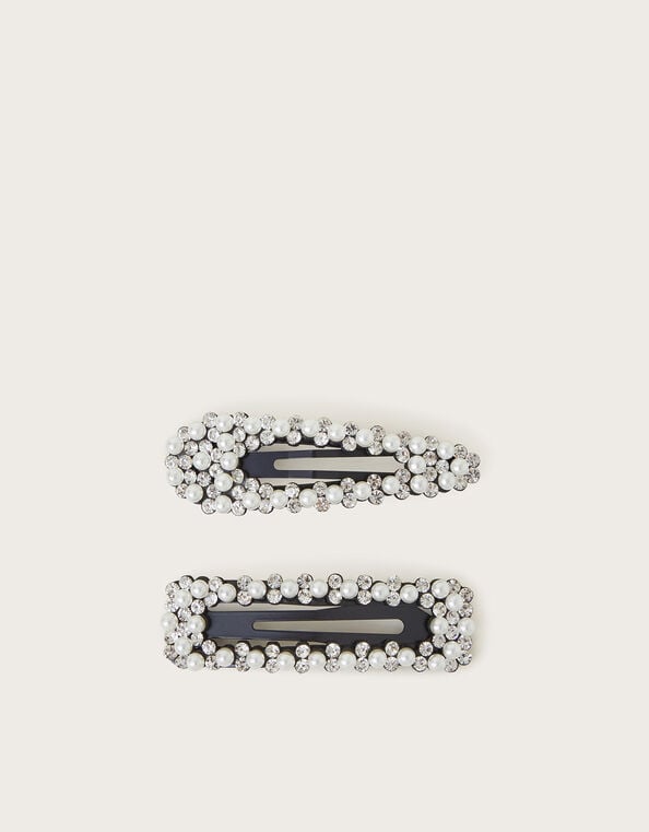 2-Pack Pearl and Diamante Hair Clips, , large