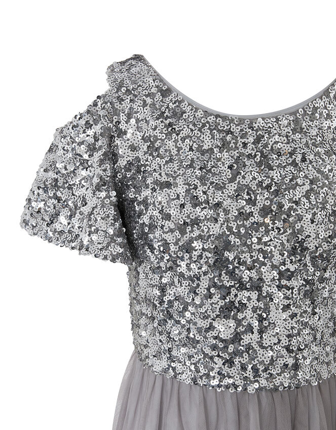 Jacinta Cold-Shoulder Sequin Maxi Dress, Silver (SILVER), large