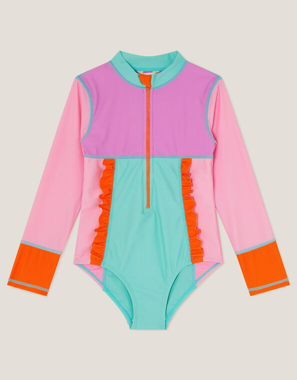 Colourblock UPF50+ Long Sleeve Swimsuit, Multi (MULTI), large