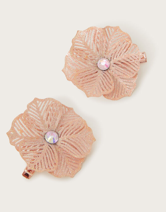 2-Pack Glitter Flower Hair Clips, , large