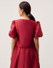 Anya Puff Sleeve Floral Embroidered Jacket, Pink (PINK), large