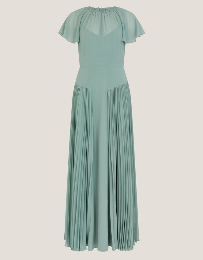 Madison Flutter Sleeve Pleated Bridesmaid Dress Green