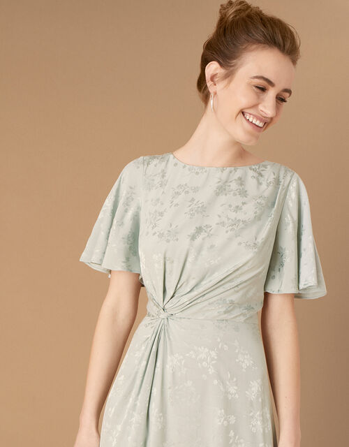 Ellinor Satin Jacquard Maxi Dress, Green (GREEN), large