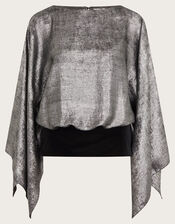 Fifi Metallic Batwing Top, Silver (SILVER), large