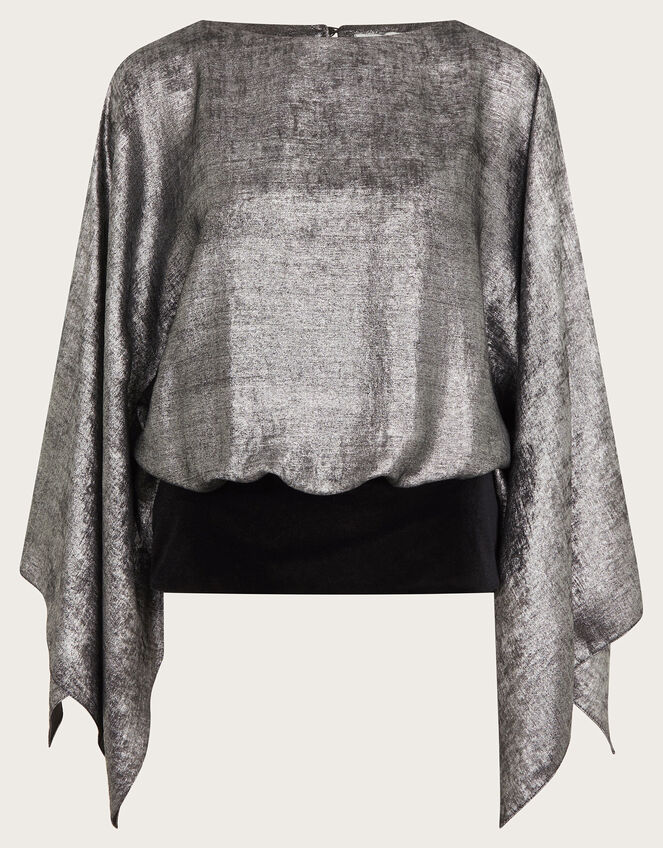 Fifi Metallic Batwing Top, Silver (SILVER), large