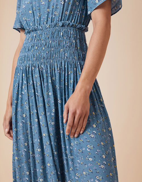 Ditsy Floral Midi Dress with LENZING™ ECOVERO™, Blue (BLUE), large