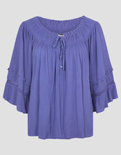 Ava Off-The-Shoulder Smock Top, Blue (BLUE), large