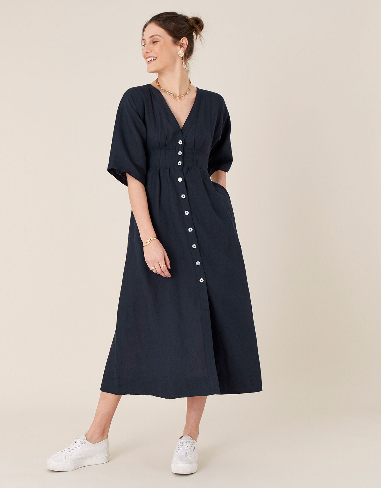 monsoon white linen dress