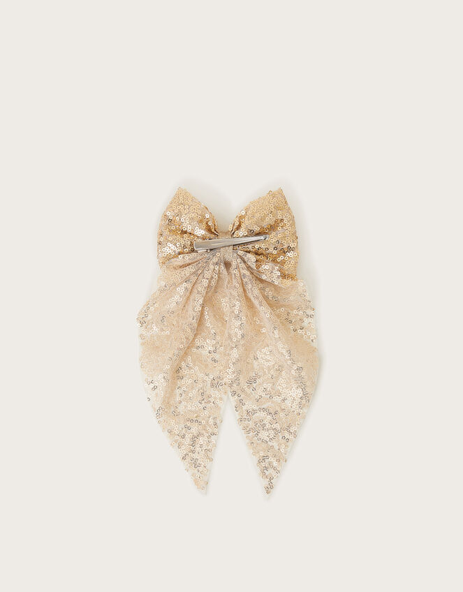 Sequin Bow Hair Clip, , large
