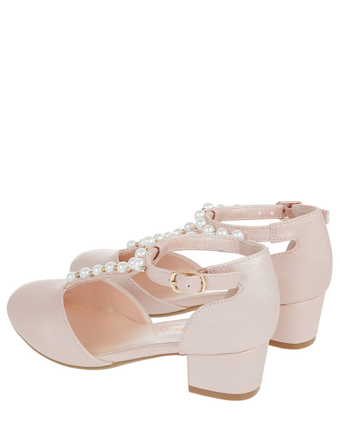 Phoebe Shimmer and Pearl T-Bar Shoes, Pink (PALE PINK), large