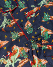Christmas Dinosaur Print Long Pyjamas Set, Blue (NAVY), large