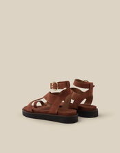 Ivy Toe Strap Crossover Suede Sandals, Tan (TAN), large