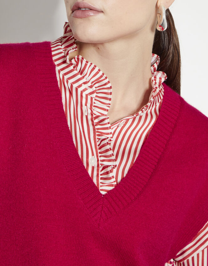 Zuri Zip Detail Knitted Vest, Red (RED), large