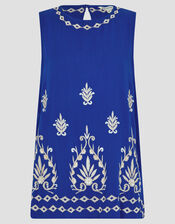 Saffron Embroidered Tank Top, Blue (BLUE), large