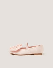 Bow Satin Ballet Flats, Pink (PINK), large