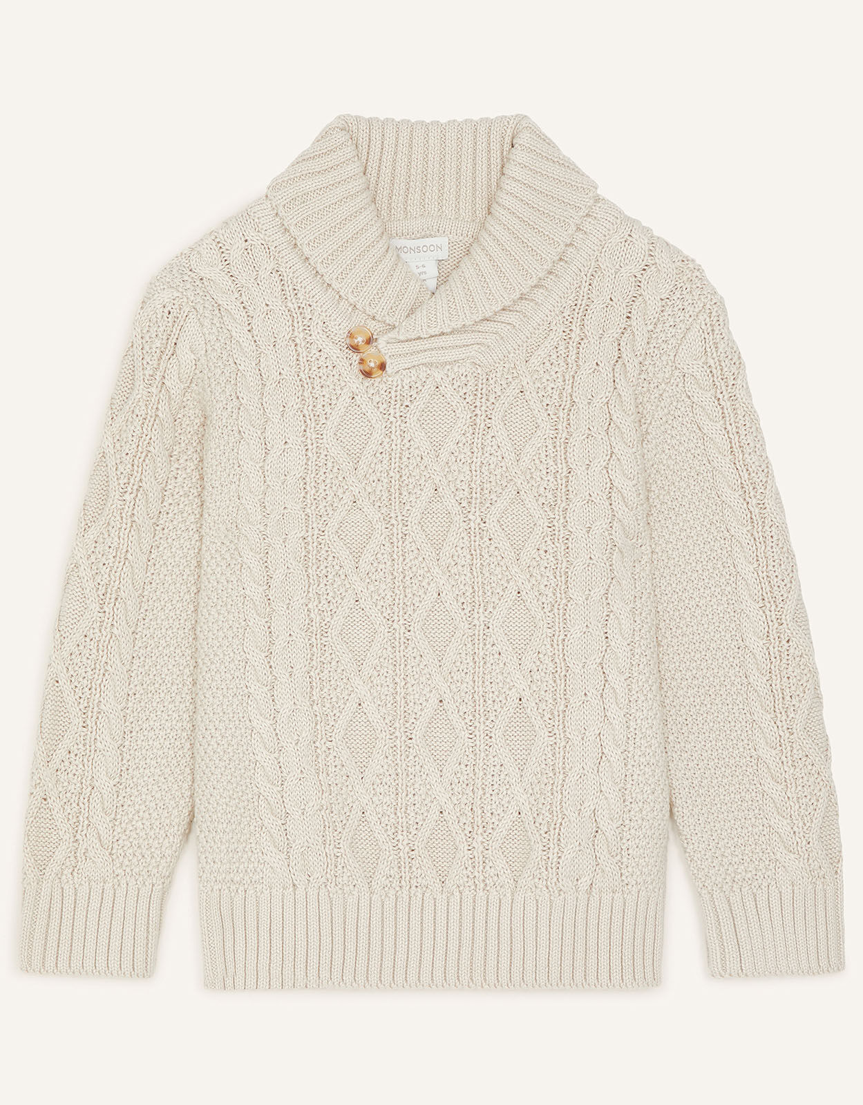 Shawl Collar Cable Knit Jumper Camel Boys Jumpers Cardigans Monsoon UK