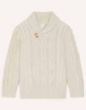 Shawl Collar Cable Knit Jumper, Camel (OATMEAL), large