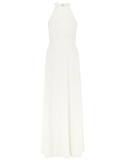 Madison Embroidered Halter Bridal Dress, Ivory (IVORY), large