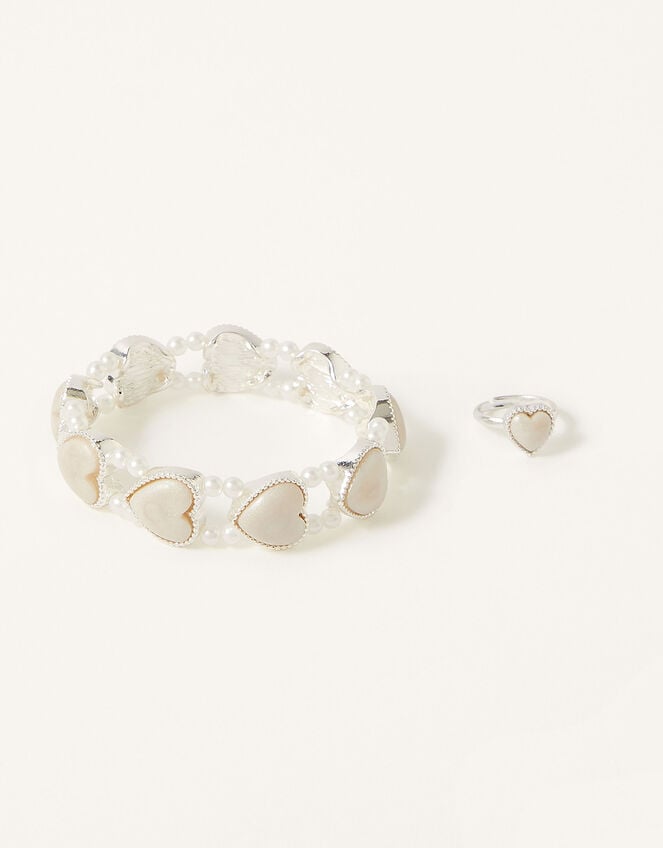Amour Heart Stretch Bracelet and Ring Set, , large
