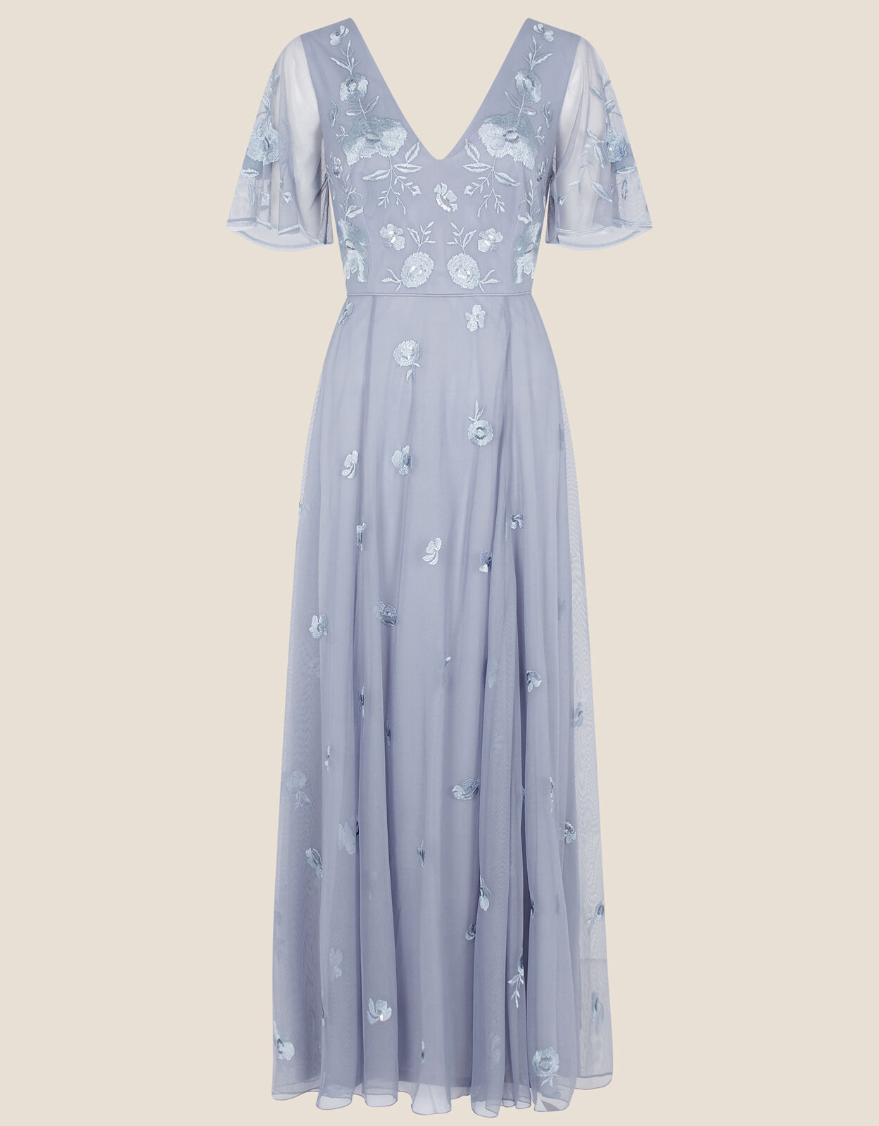 Bree Embroidered Shorter Length Dress in Recycled Polyester Blue
