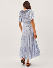 Mia Embroidered Print Midi Dress, Blue (BLUE), large